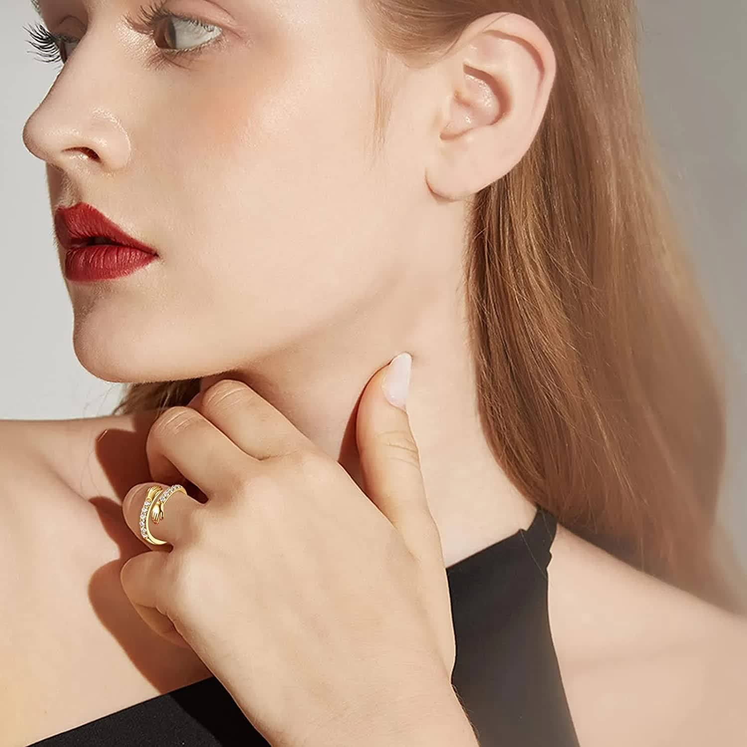 Fashion Frill Delicate Hug Silver Ring For Women I AM Enough Love Adjustable Finger Rings For Women Girls Love Gifts Women's Jewellery Rings Combo (Style 2) 4