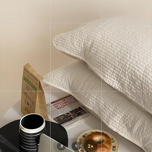 suxuMhao キルトコットンサンドウォッシュ3枚 この快適で通気性のある枕カバーで夢の夜を始めましょう 19.75x29.6インチ (ホワイト