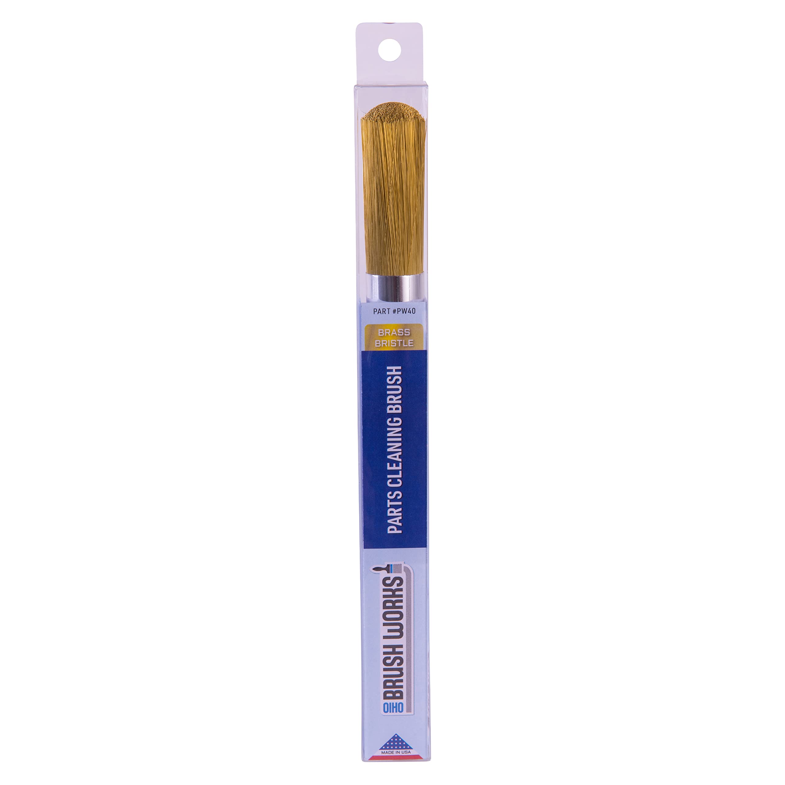 Ohio Brush Works, Parts Cleaning Brush, Handmade in the USA, Home and Auto Use, Solid Ergonomic Wood Handle (Brass Bristle)