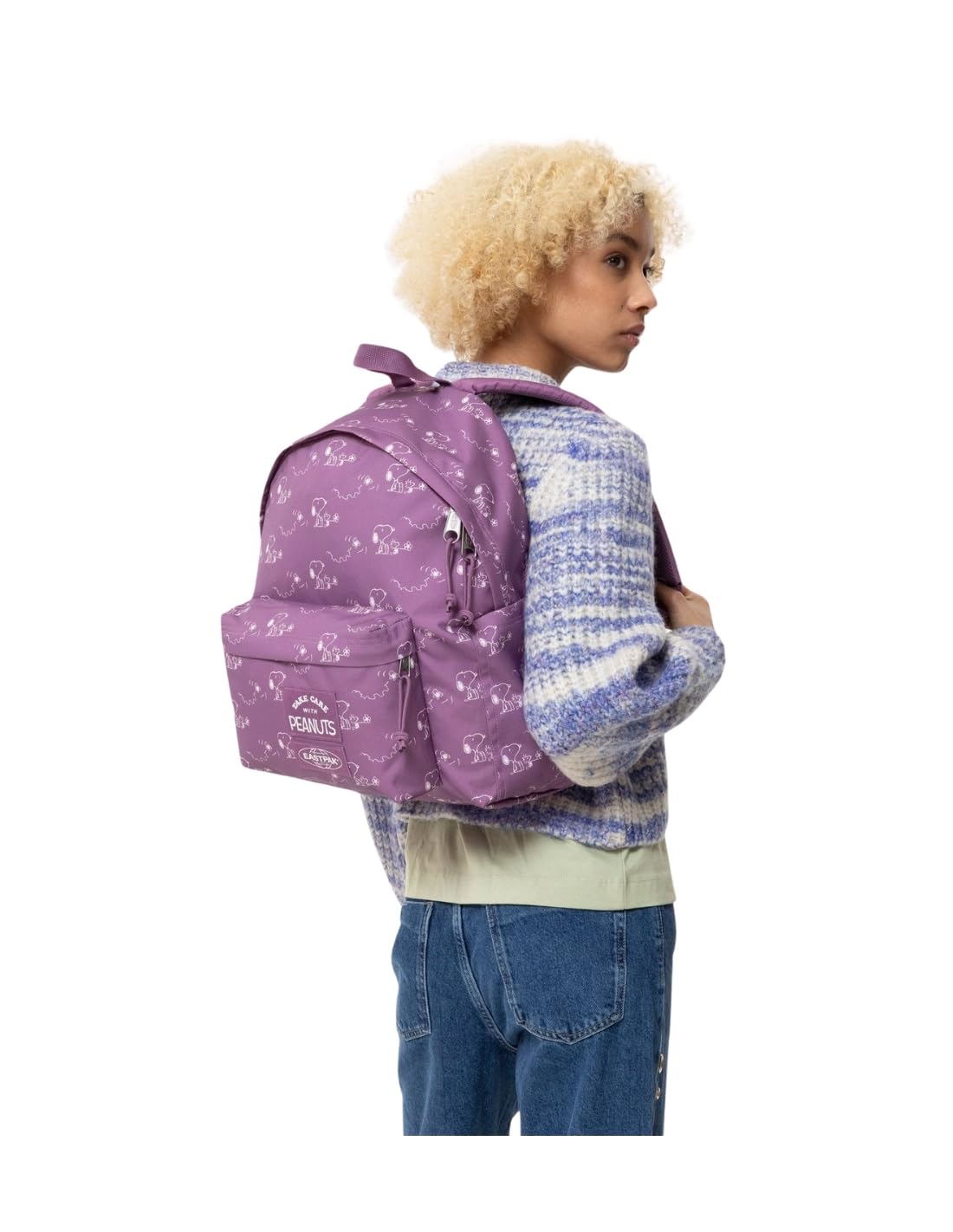 EASTPAK Mochila x Peanuts Modelo Day Pak'r Color Peanuts Pink, con cremallera adicional y porta portátil 13.3