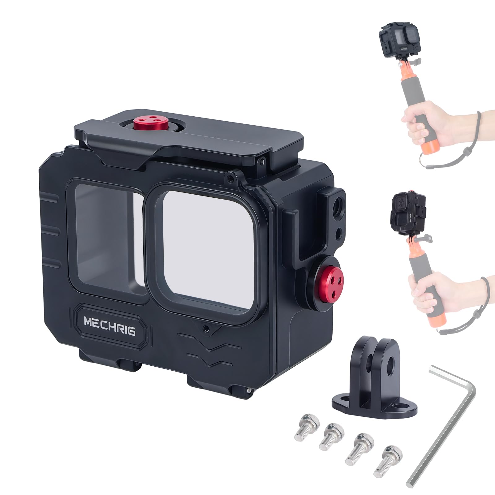 Wasserdichtes Aluminiumgehäuse für GoPro HERO13/HERO12/HERO11/HERO10/HERO9 Action-Kamera, 80 m tief, wasserdicht, Schalter (Standard-63071)