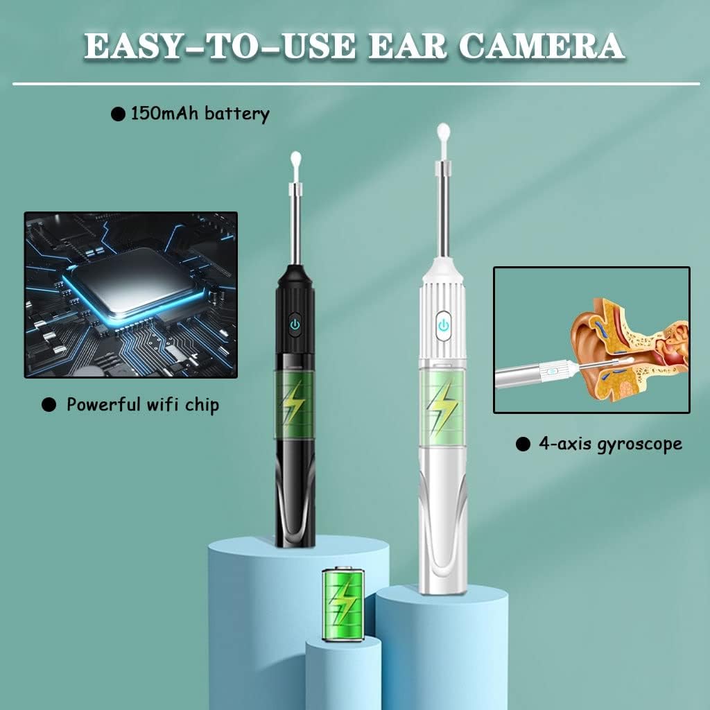 Ear Wax Removal Tool with Light 500W Pixel HD Visual, Smart Wireless Ear Inspection Camera, 3.9mm Lens Handheld Otoscope(White Color)