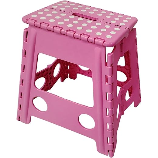 Calandis Folding Stool Collapsible Pink 29cm x 22cm x 39cm
