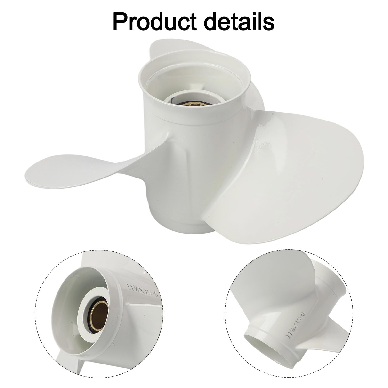 Hélice de aluminio para barco de 11 1/8 x 13 pulgadas para motores fueraborda Yamaha 25-60HP Diseño de 3 cuchillas Parte de motor de rendimiento marino compatible con múltiples modelos 663