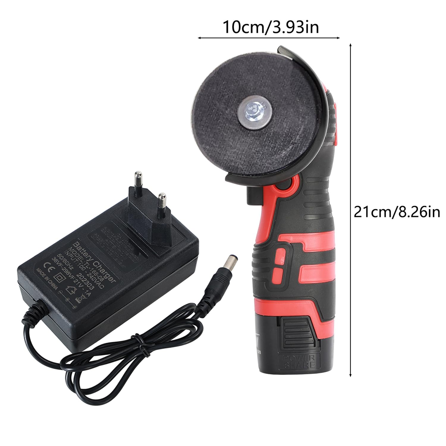 Akumulatorowa szlifierka kątowa 16,8 V – bezprzewodowa mini szlifierka akumulatorowa o mocy 550 W, grubość cięcia 10 mm, 2 x bateria 1,5 A, ładowarka, akcesoria do szlifierki i pudełko na narzędzia