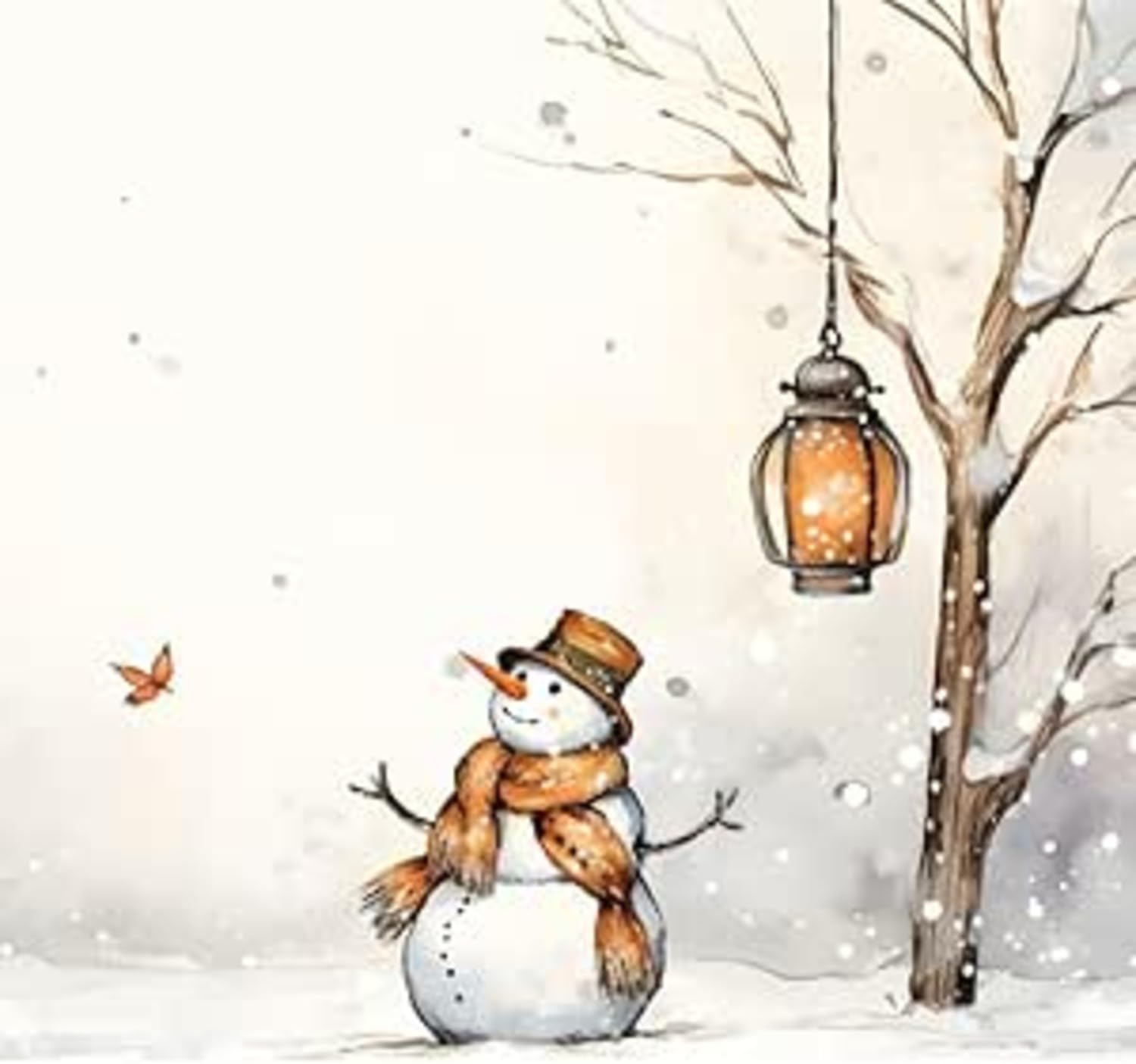 Set of 2 Individual Decoupage Paper Party Napkin Snowman Winter Snow Watercolor Decor Luncheon Napkins for a Birthday Holiday, Wedding, Cocktail Party