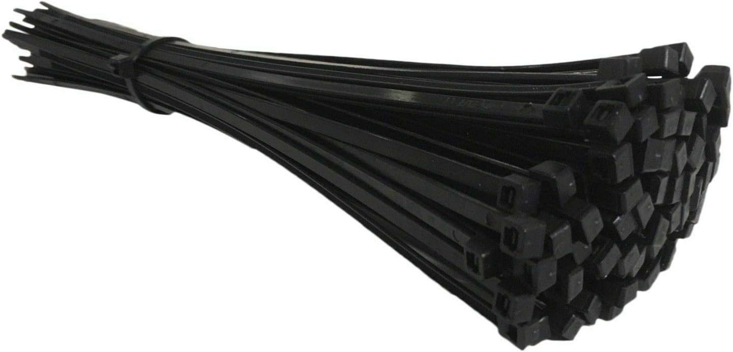100 x Black Releasable Cable Ties 300mm x 4.8mm Reusable Wire Tidy Zip Wrap Straps