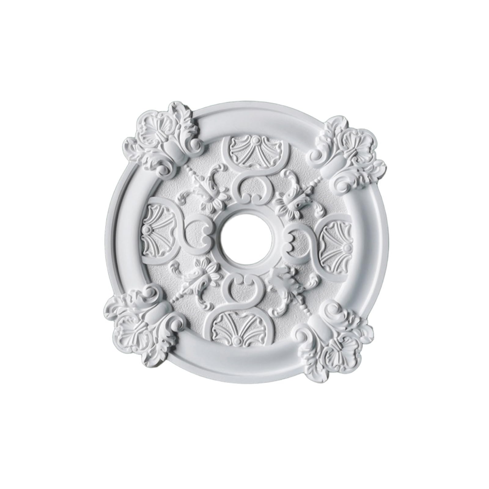 HOHOVYVY Round Ceiling Rose Made of PU, 50 cm, Easy to Assemble, No Drilling, Decorative Cover for Ceiling Lights and Fans, White