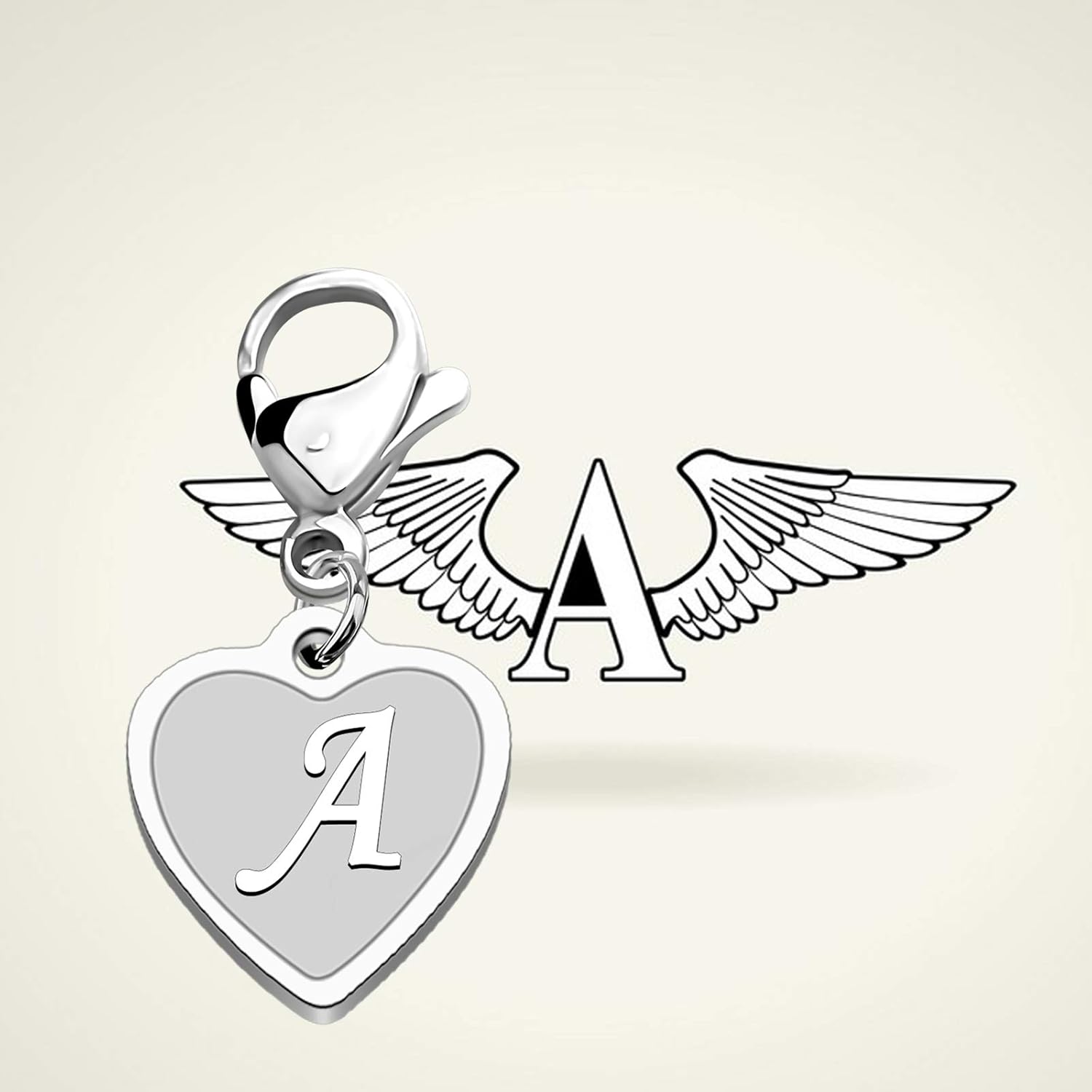 FAADBUK Initial Letter A-Z Alphabet Heart Charms for Jewelry Bracelet Keychain Necklace Initial Stainless steel Clasp Clip on Charm - Image 8