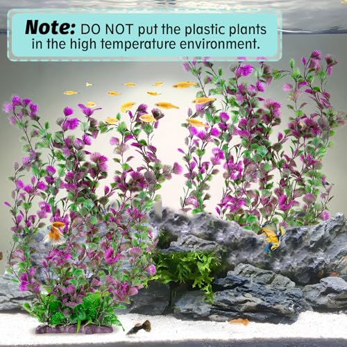 Image of Hamiledyi Aquarium Plastic Plants Aquarium Decor Artificial Fish Tank Plants,Tall Fish Tank Decorations, Extra Large Aquarium Plant 20.4-inch Tall,2PCS