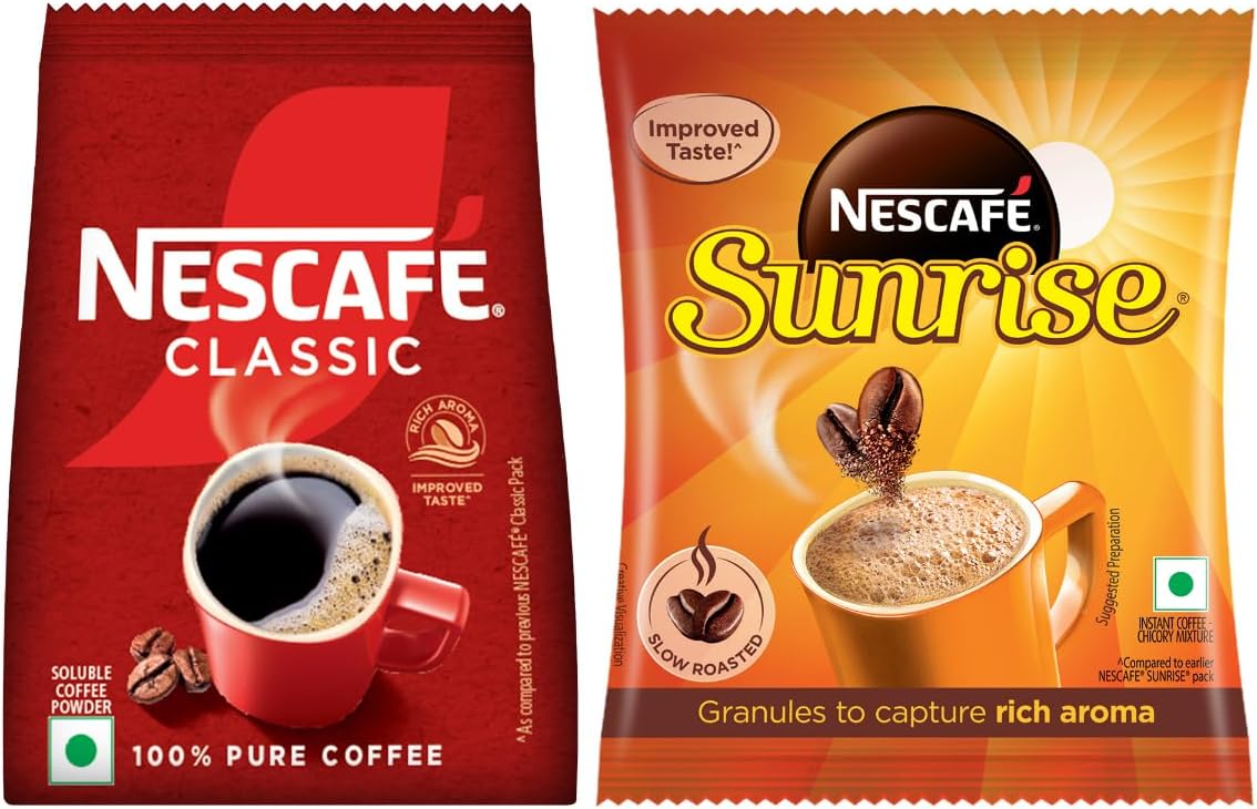 Nescafe Classic and Nescafe Sunrise Instant Coffee Powder (500g Pouch & 500g Stabilo)