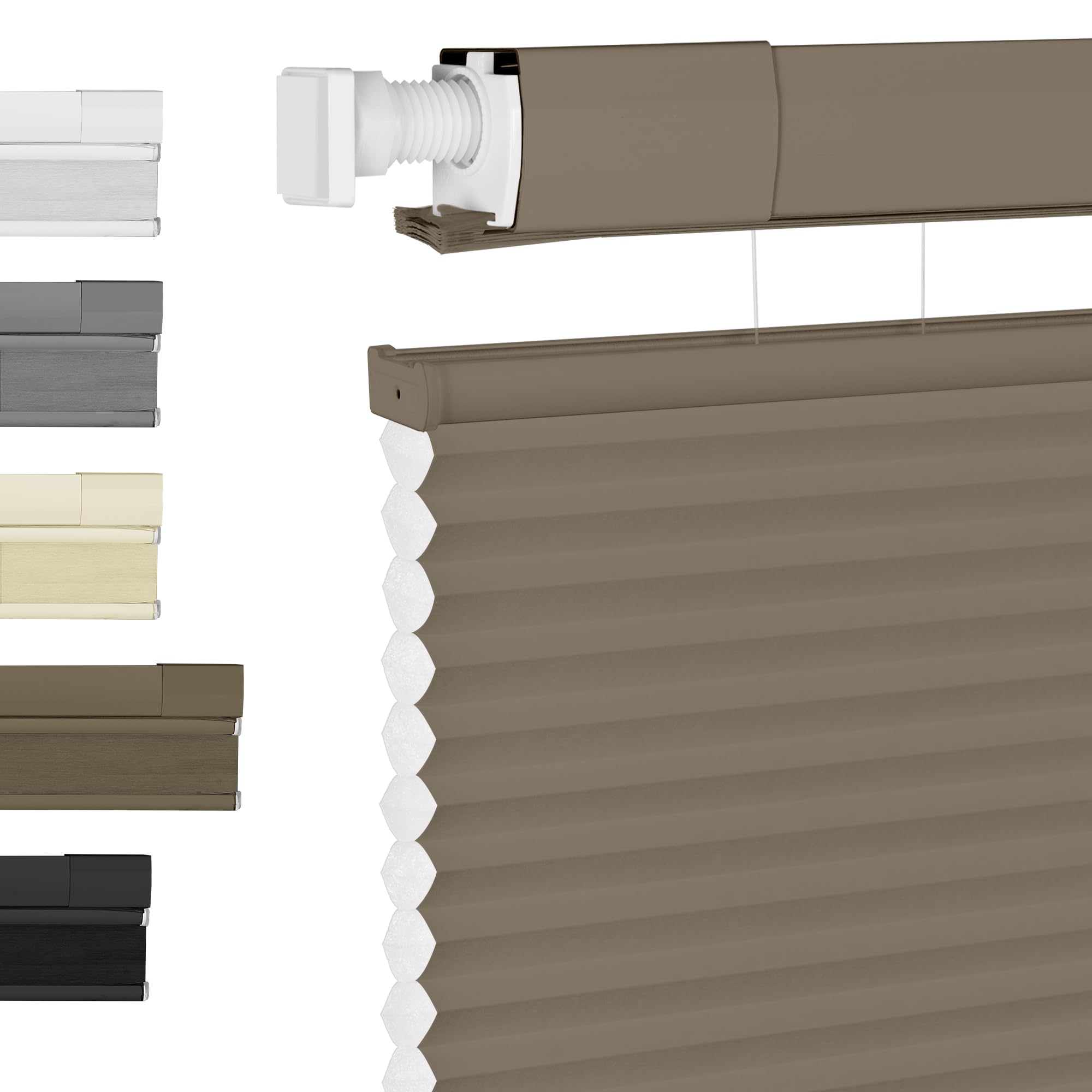 BERISSA Top Down Bottom Up Cordless Cellular Shades No Tools No Drill Blinds for Windows Shades for Indoor Windows Easy to Install,22" W x 64" H (