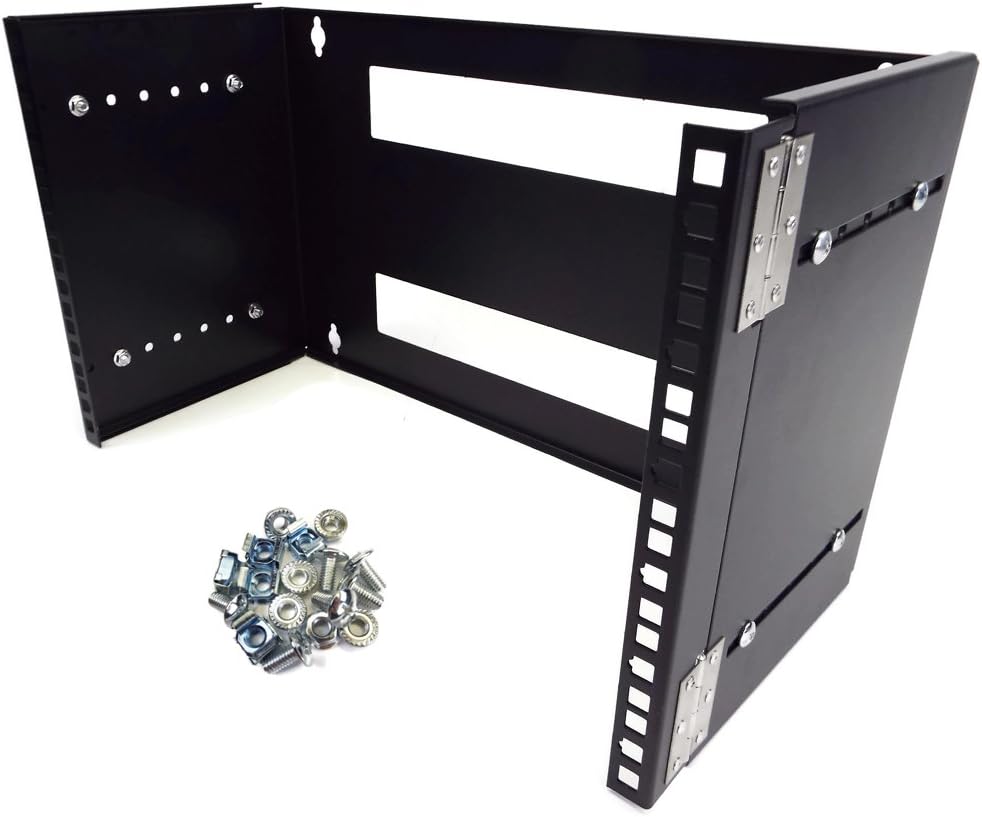 6U 19-Inch Hinged Extendable Wall Mount Bracket Network Equipment Rack - Black