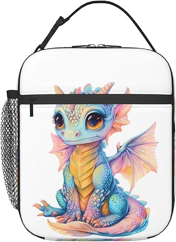 Miniatura 3 de Lonchera reutilizable con diseño de dragón para niños, mujeres y adultos, con aislamiento, linda bolsa de almuerzo de criaturas de fantasía, bolsa