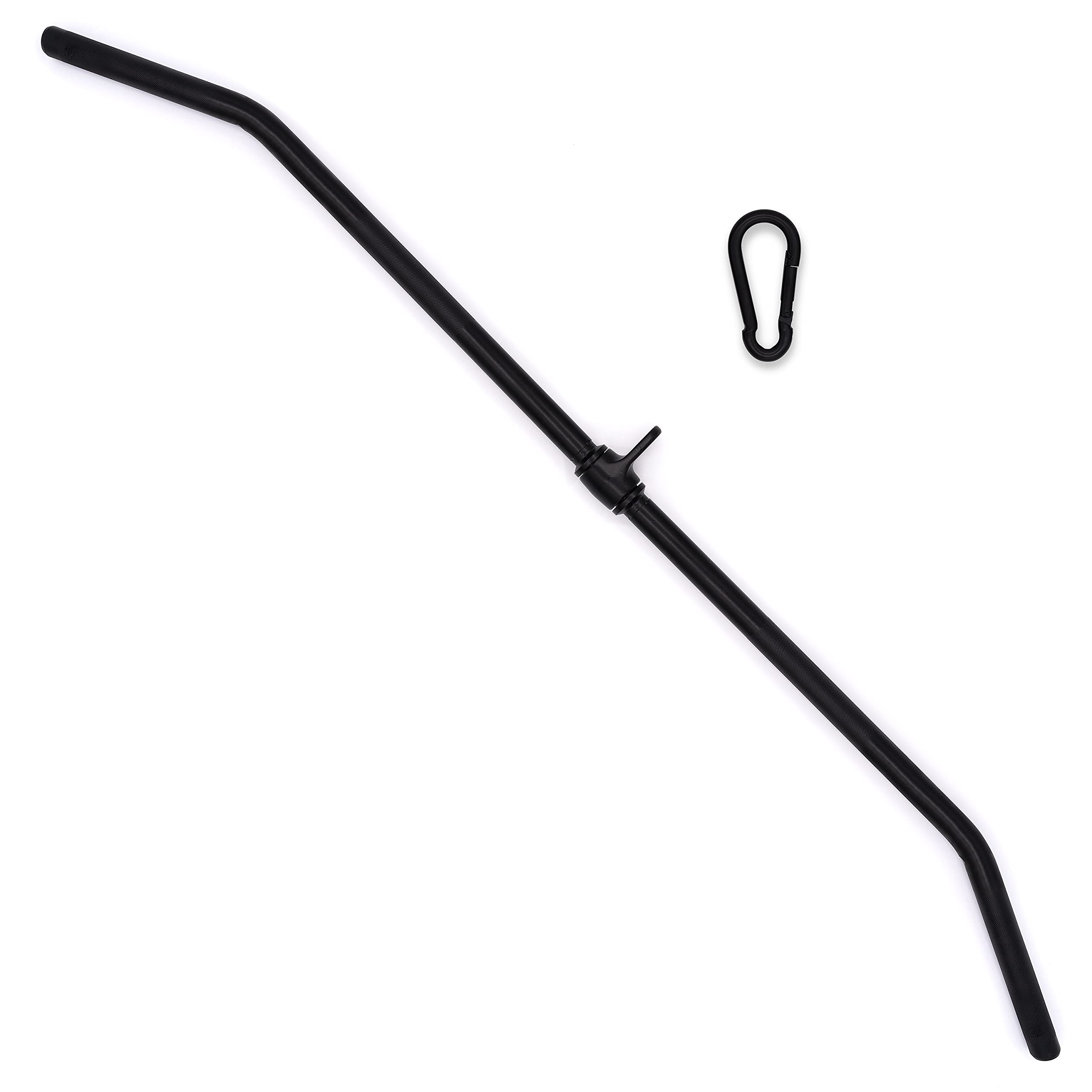 C.P. Sports Latzugstange Stahl Schwarz 120cm | extra lang für noch breiteren Latzug | Hufgriff, weitere Griff-Möglichkeiten | Drehgelenk, inkl. Karabinerhaken | Kraftsport, Bodybuilding, Fitness