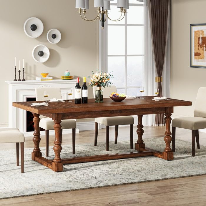 solid sheesham wood dining table spacious kitchen table for 8 people for dinning room| hall-way| coffee table 35.43" x 70.87"x 29.92"h (natural finish)