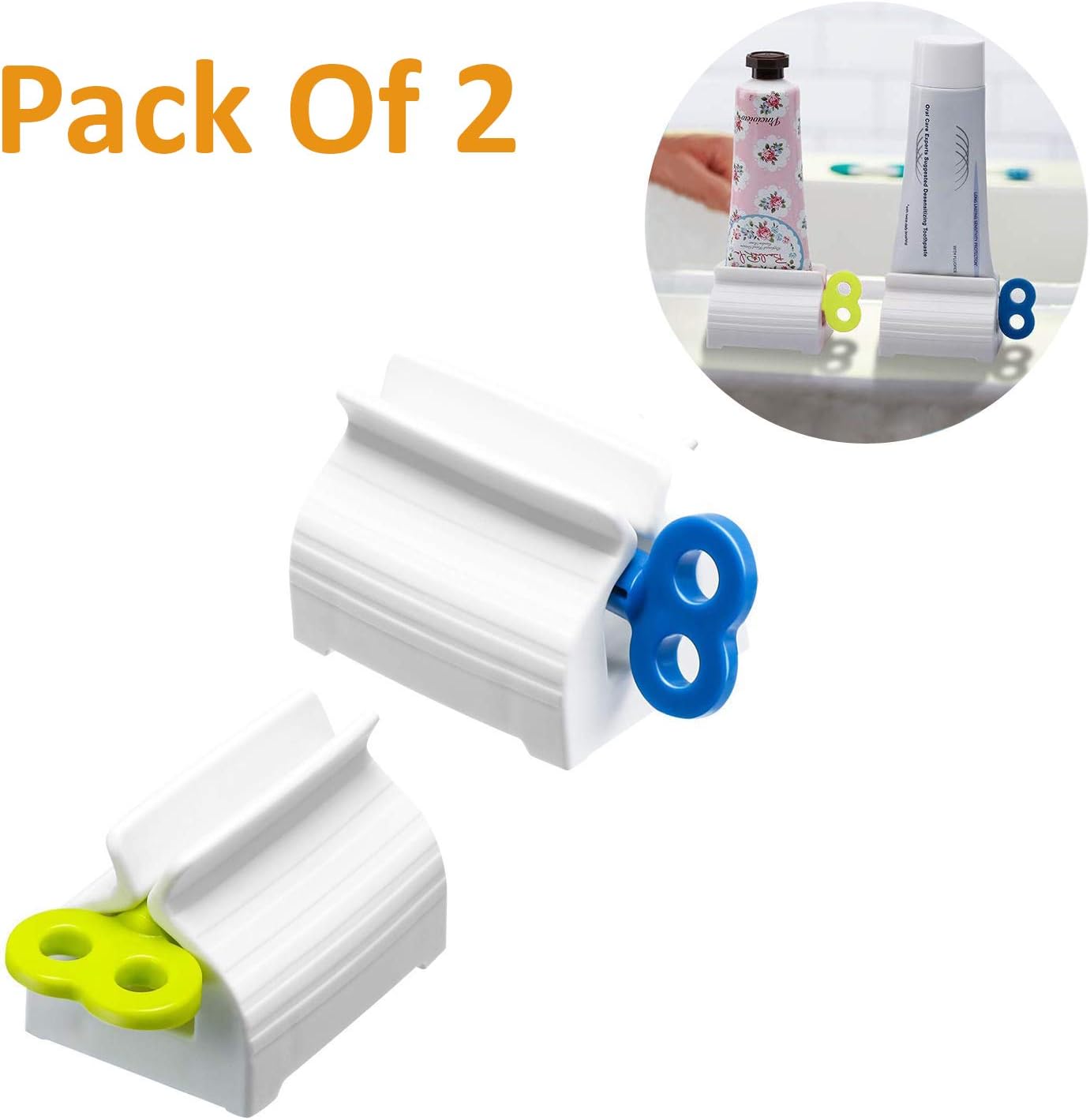 Whitecloud TRANSFORMING HOMES® Plastic Rolling Tube Squeezer Holder Toothpaste Dispenser (White) (34288-5) (2)