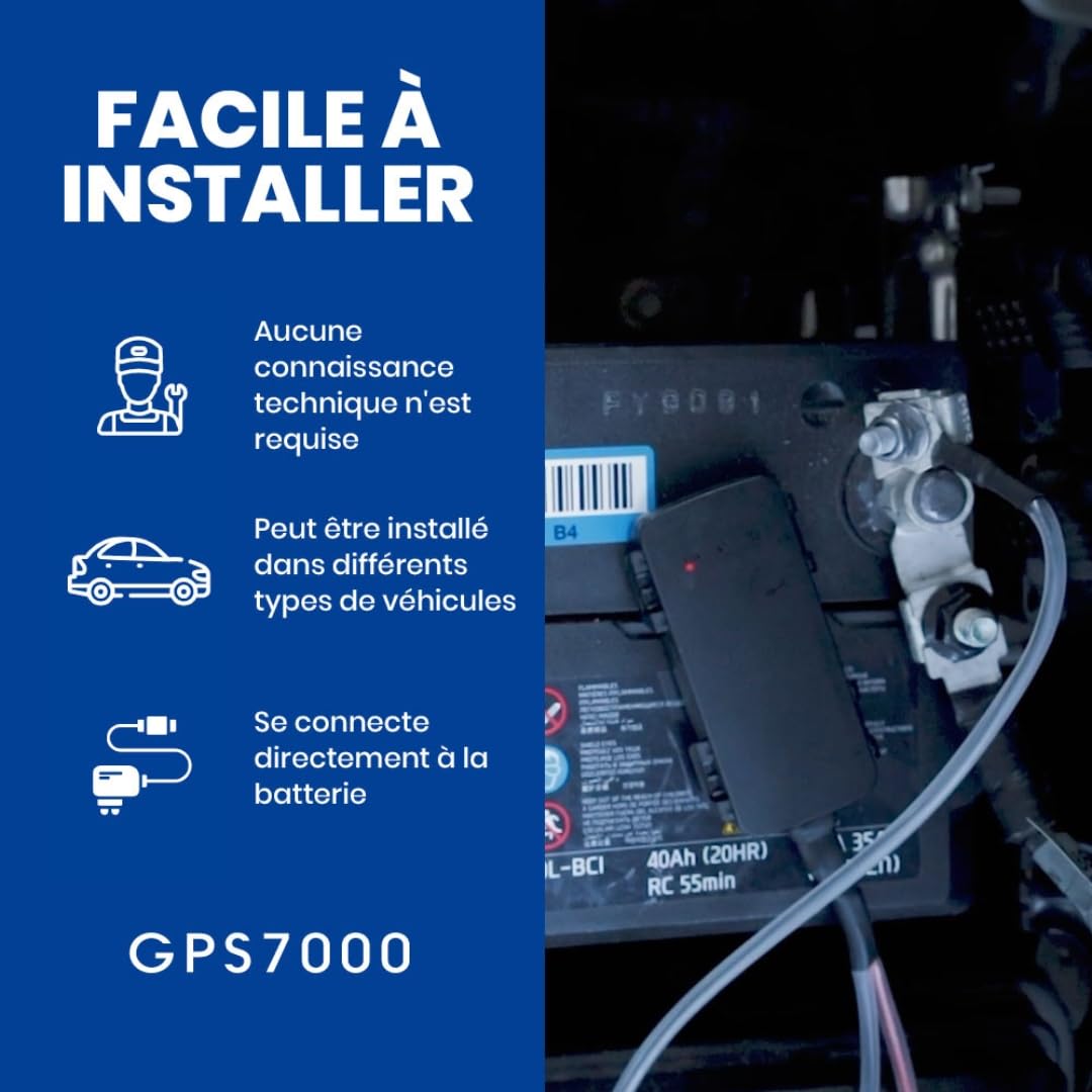 GPS7000 Traceur GPS caché pour véhicules 4G en temps réel mini traceur pour voitures et camions auto-installation facile 24 mois de service inclus garantie à vie abonnement optionnel sans frais cachés