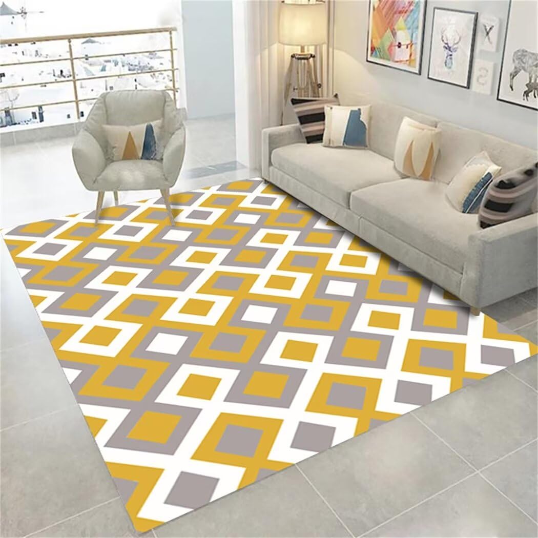 Bettumrandung Teppich Streifen Minimalismus inneneinrichtung gelb mädchen Zimmer deko deko für Wohnzimmer Teppich bettumrandung Teppich flurteppich läufer lang80x120CM