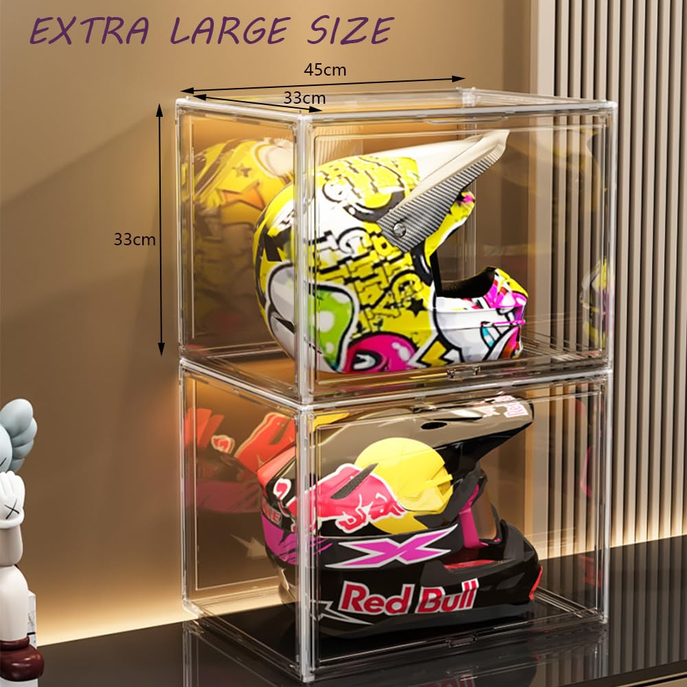 Vetrina in Acrilica Scatola Espositiva Trasparente Grande per Collezionismo Lego,45x33x33cm Vetrinetta Impilabile con Porte Per Auto Nave Modello Handbag Figures Casco Basketball