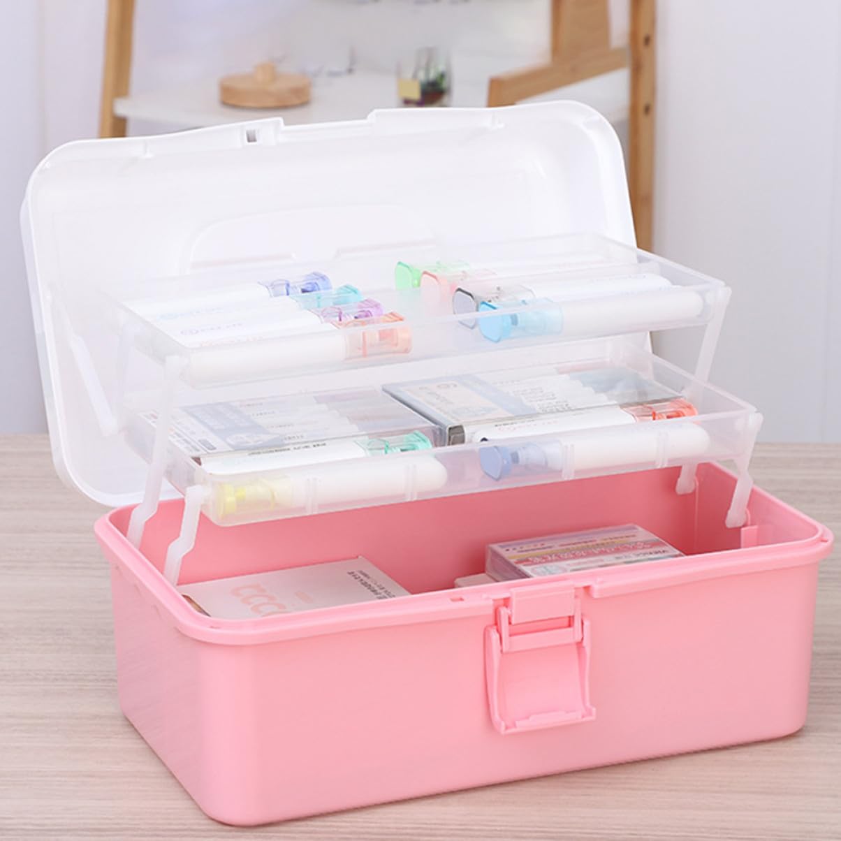 Scatola Porta Oggetti per Pittura in Pp Design a Strati Separati, Organizer Portatile per Strumenti Artistici e Cancelleria, per Mantenere Ordinata la Scrivania