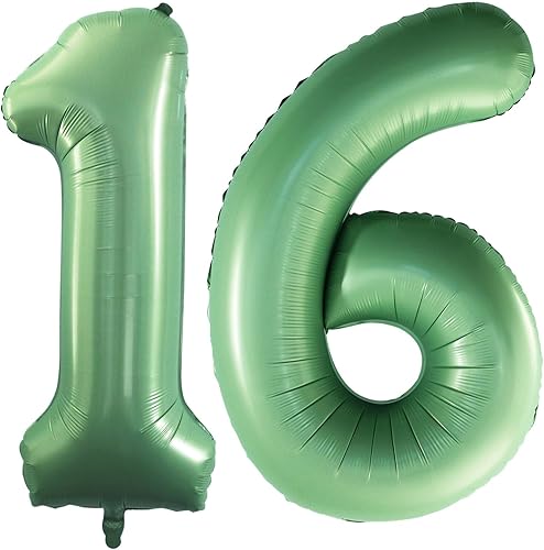 GOER Globos del número 16 para decoraciones de fiesta de dulces 16, globos de helio de aluminio jumbo de 42 pulgadas para fiesta de cumpleaños
