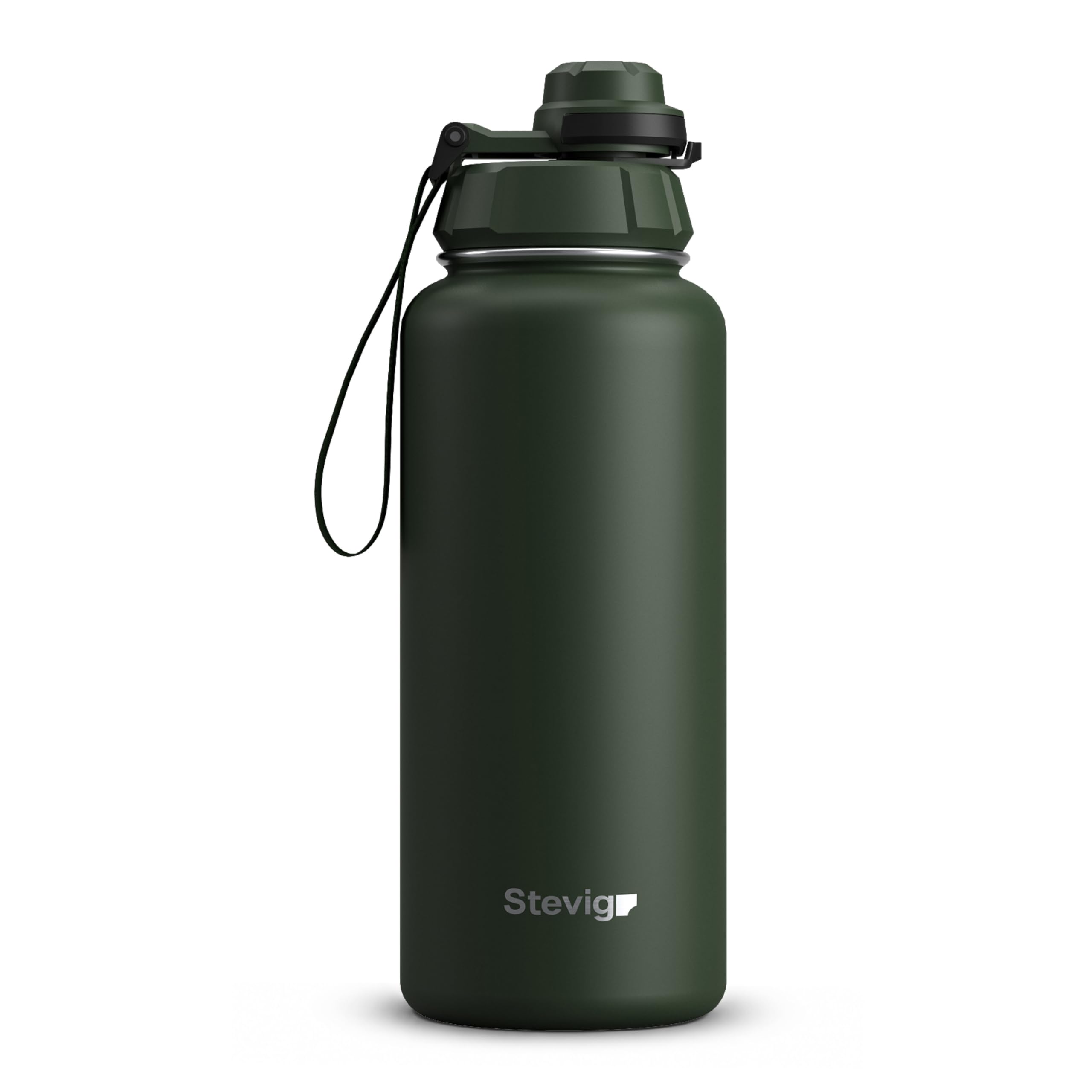 1 Hand Slide Lock Leak-proof | 30 oz | Insulated Vacuum Flask Stainless Steel Sport Water Bottle- Green ST-215