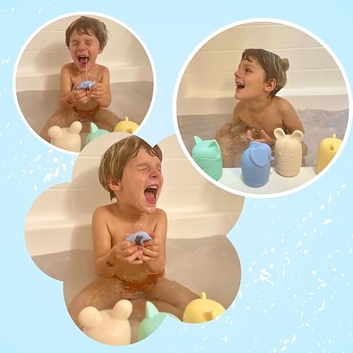 Miniatura 4 de Juguetes de baño no tóxicos para bebés, juguetes de baño de silicona, juguetes ecológicos para la bañera para niños pequeños (juego de 4 juguetes)