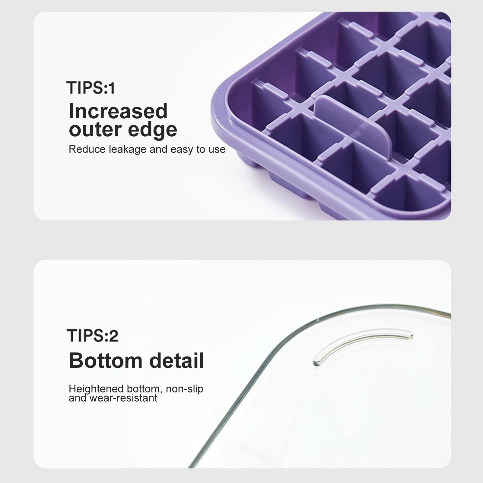 Tokusyou Lot De 64 Glaçons Avec Bac De Rangement - Moules à Glaçons Souples Avec Couvercle Presse-bouton - Sans BPA - Blanc