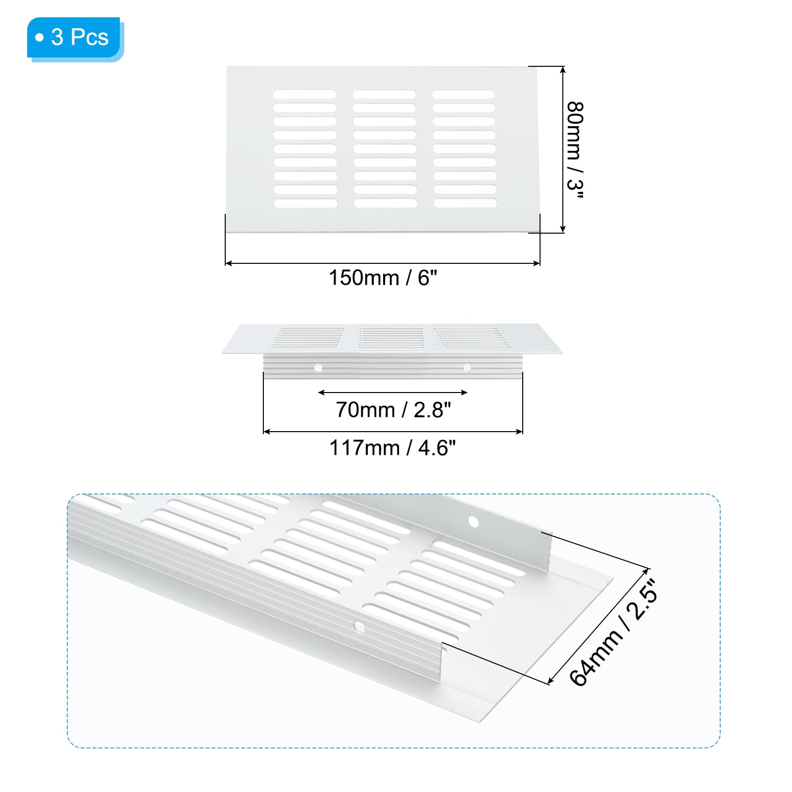 PATIKIL 6 x 3 Inch Door Air Vent Cover - Image 2