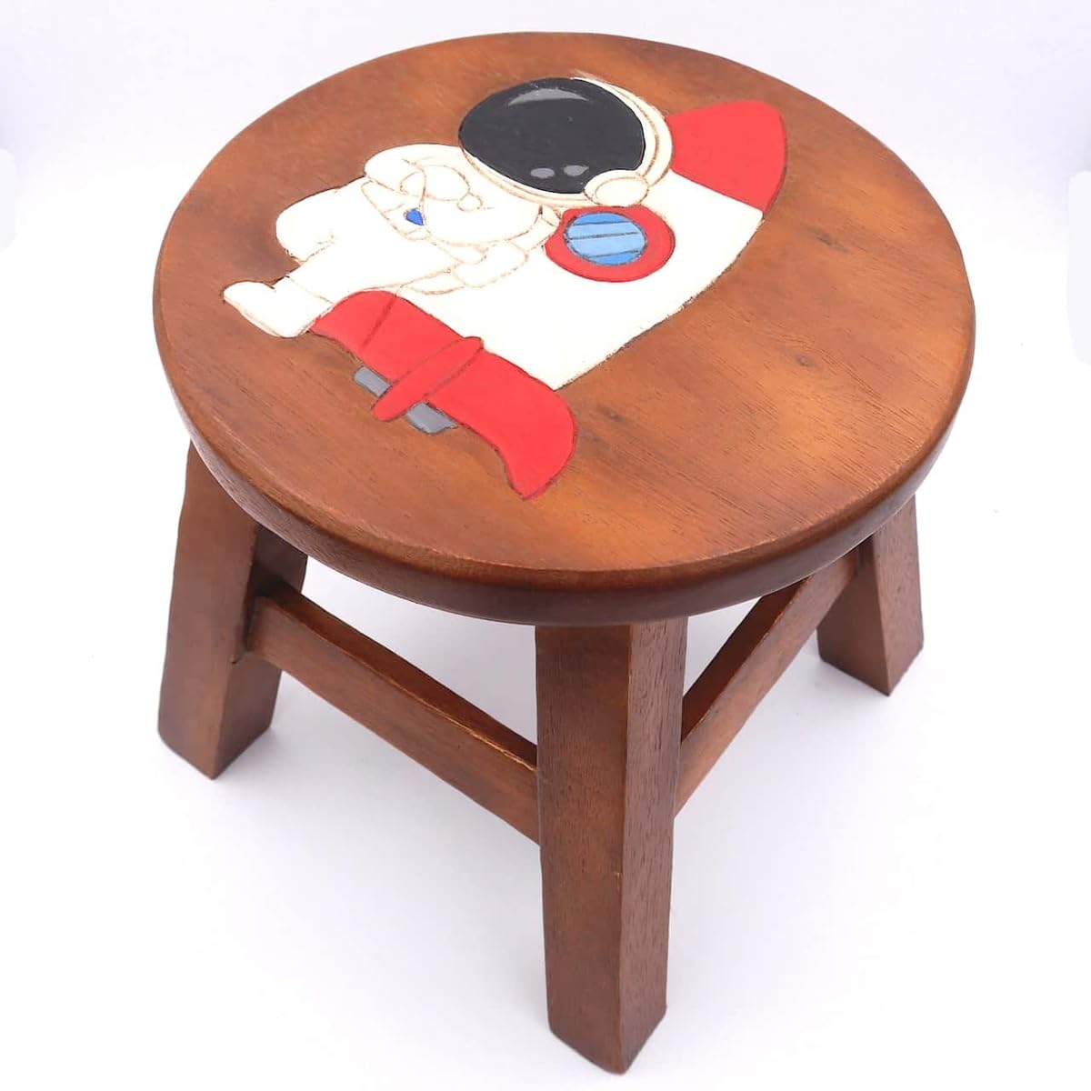 ROMBOL Handgefertigter Kinderhocker, Holz, Kinderhocker:Astronaut