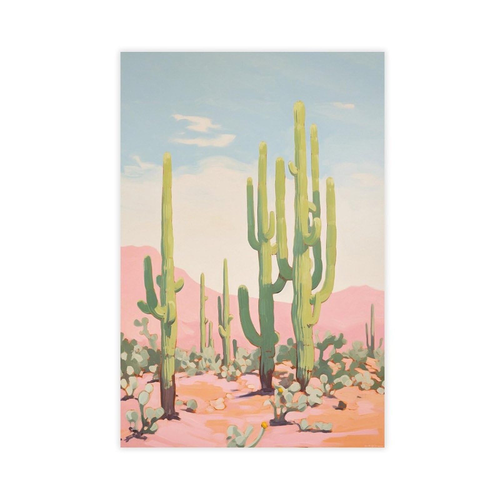 Bareronor Southwest Desert Cactus Canvas Poster Bedroom Decor Landscape Office Room Decor Gift 16" L X 24" W