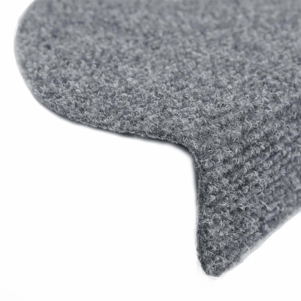 Lot de 5 tapis d'escalier autocollants - 65 x 21 x 4 cm - Gris clair - Semi-circulaires - En polypropylène - Antidérapant - Avec bandes adhésives - Protection d'escalier pour escalier en bois