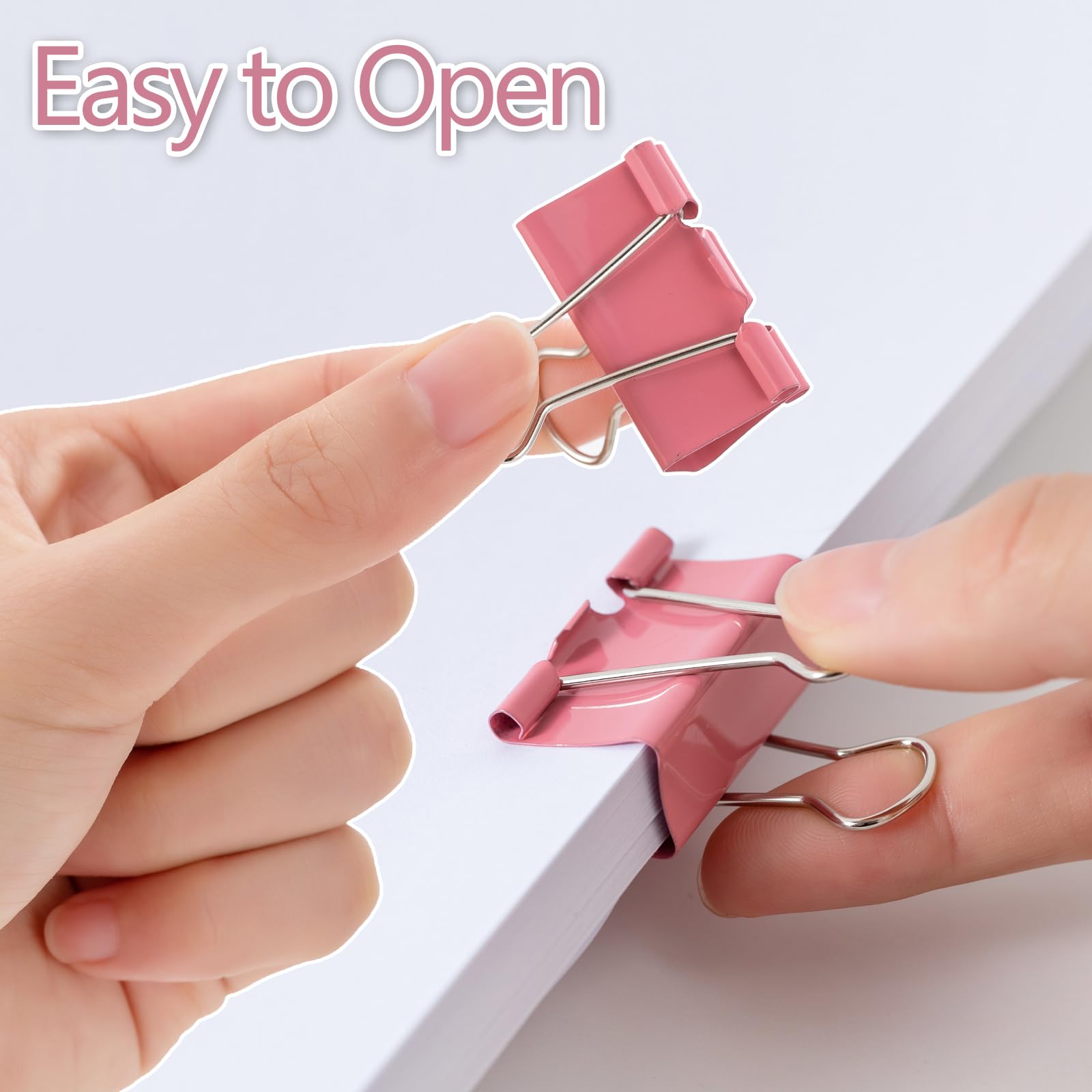 Büroklammern, verschiedene Größen (Mini, klein, mittel, groß), 100 Stück Clips für Büro, Schulbedarf (Rosa)