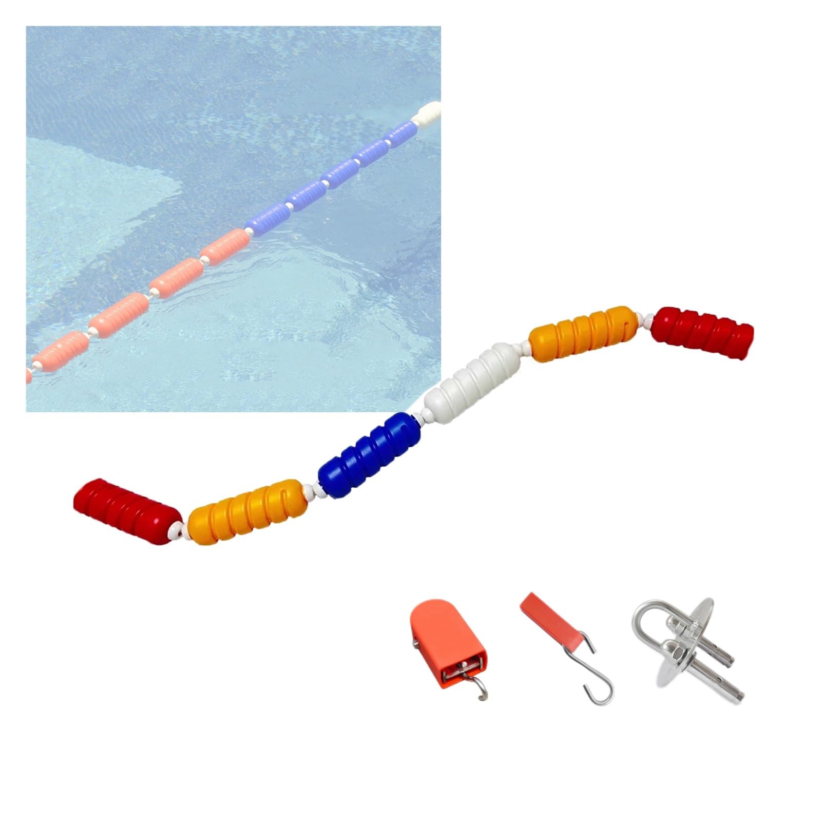 WOTZOV Pool Lane Dividers With Hooks - Safety Divider Rope For Pools, Durable Plastic Buoy Line For Household & Commercial Use - Perfect For Swim Training & Pool Safety，Wire rope 1m/3.3ft