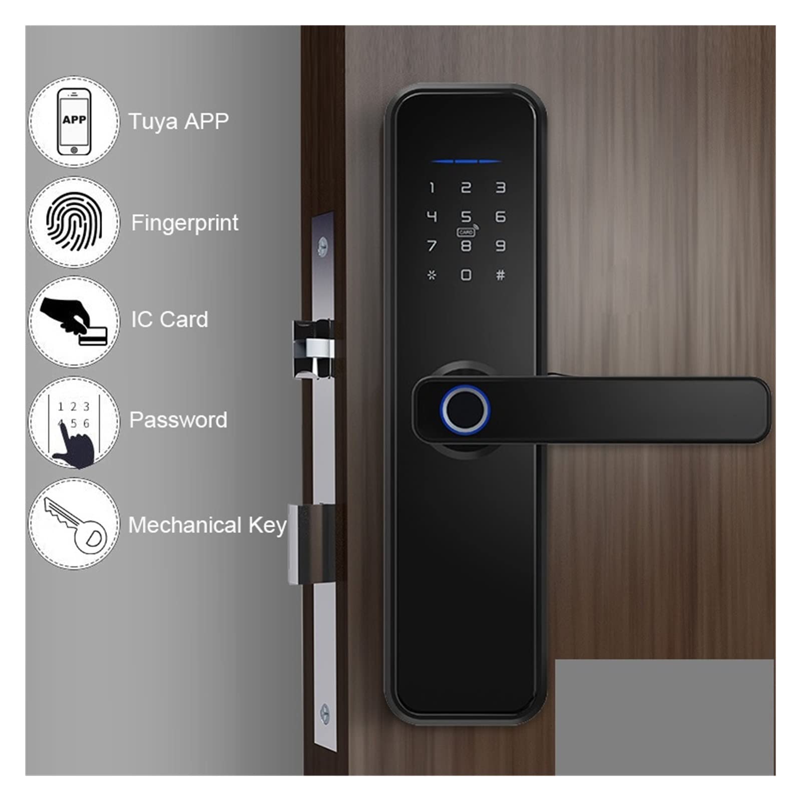 Biometryczne zabezpieczenie odciskiem palca Inteligentne graffiti Inteligentne hasło WiFi Elektroniczny zamek do drzwi do zdalnego otwierania drzwi (kolor: 22x185) (pojedynczy)