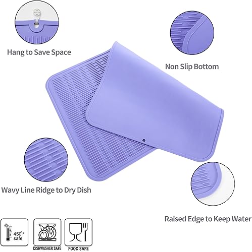 Miniatura 170 de Tapete de silicona para secado de platos para múltiples usos, fácil de limpiar, ecológico, resistente al calor, tapete de silicona para encimera