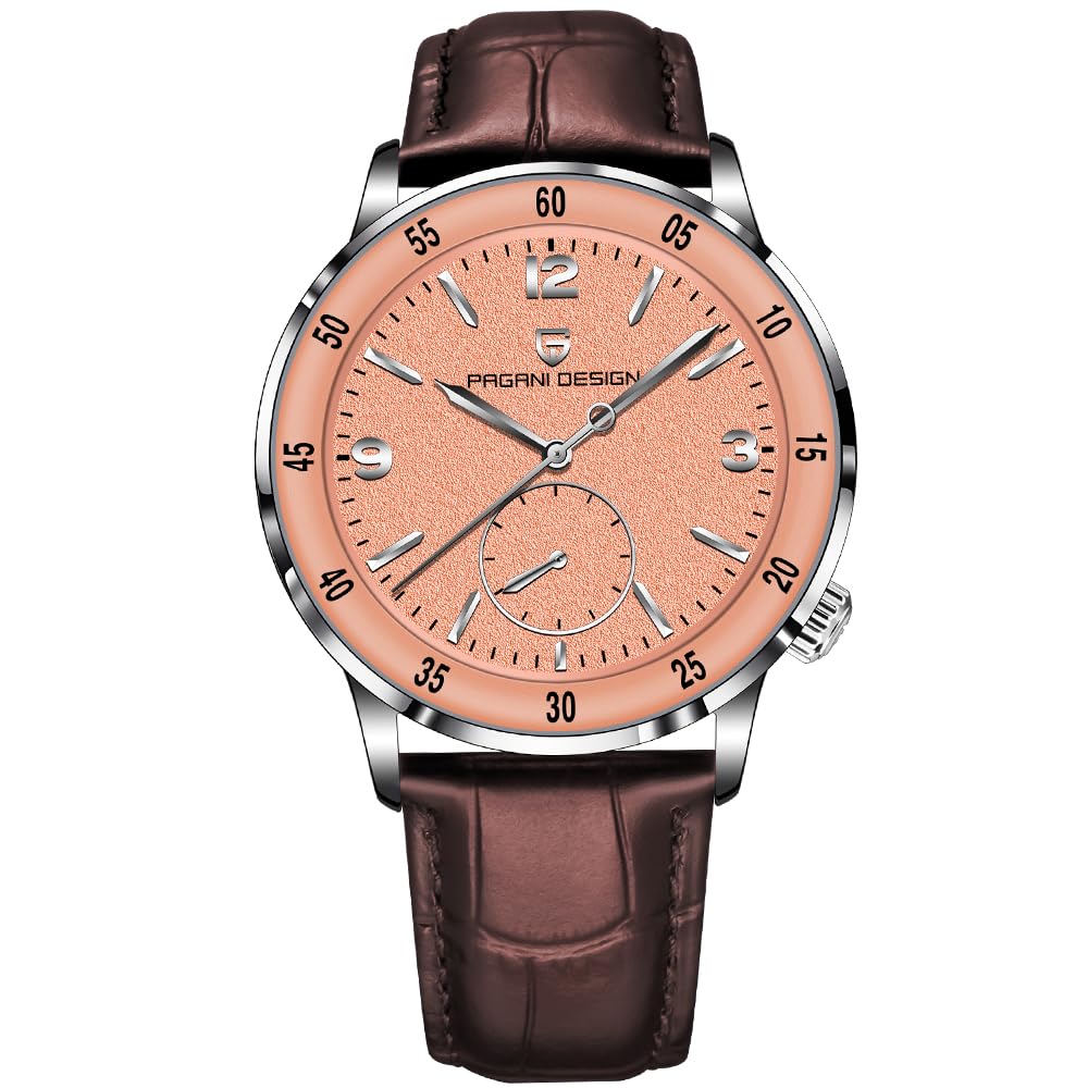 Pagani Design 1790 Męski zegarek na rękę, 42 mm, automatyczne zegarki mechaniczne, 100 m, wodoszczelny, luksusowy zegarek na rękę dla mężczyzn, łatwy do odczytania duży cyferblat, skórzany pasek