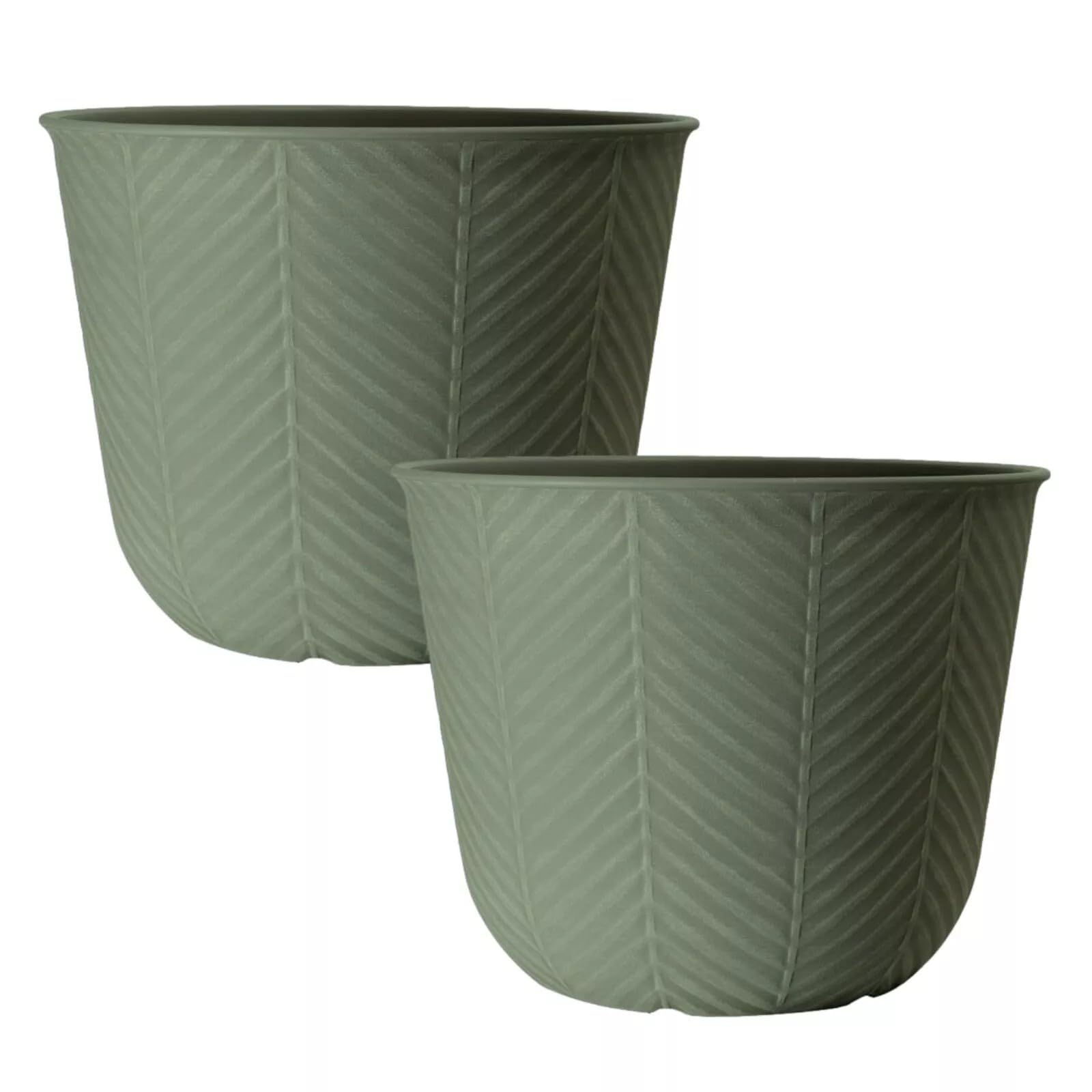 Fyne-Finds Meadow Green Round Plastic Plant Pot 46Cm,18Inch 41L Garden Indoor Outdoor Planter Cover Drainage Holes, Weather, Frost Proof (2)