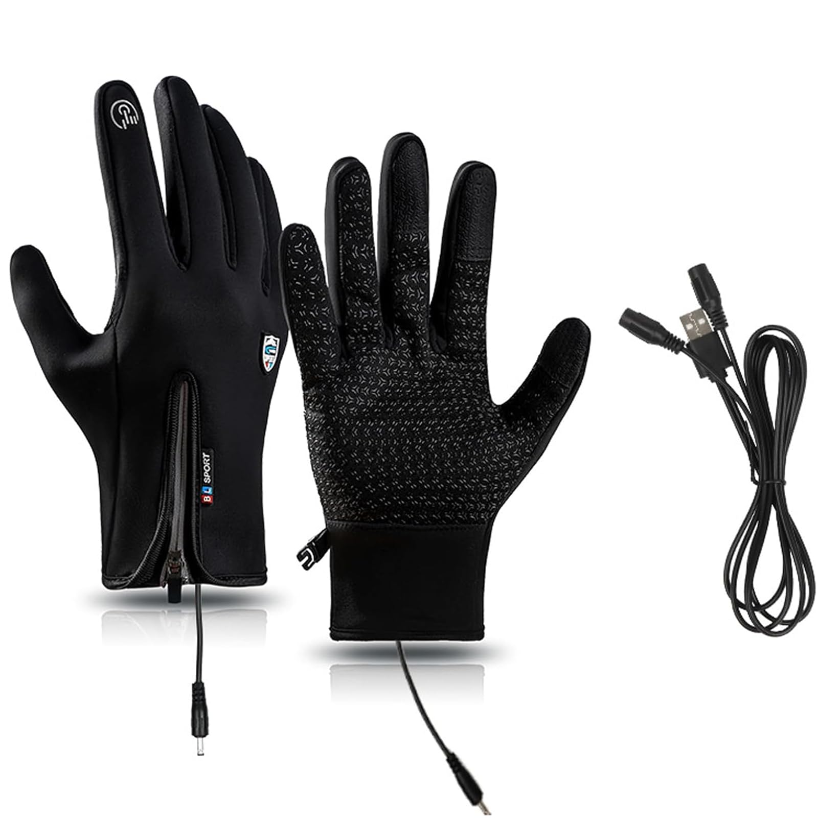 HygoSport Rechargeable Heated Electric Touchscreen Gloves,HygoSport Ultimate Touchscreen Thermal Winter Gloves,Unisex Thermal Gloves,Windproof Waterproof (XL,Black)