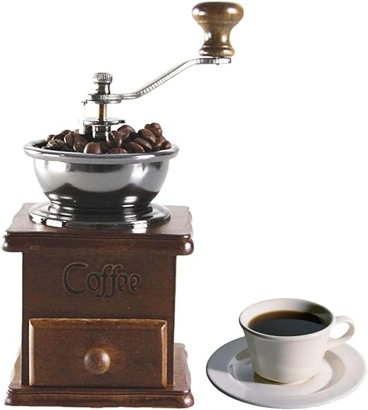 Vintage Coffee Mill, Hand Coffee Grinder, Wooden Small Coffee Grinder