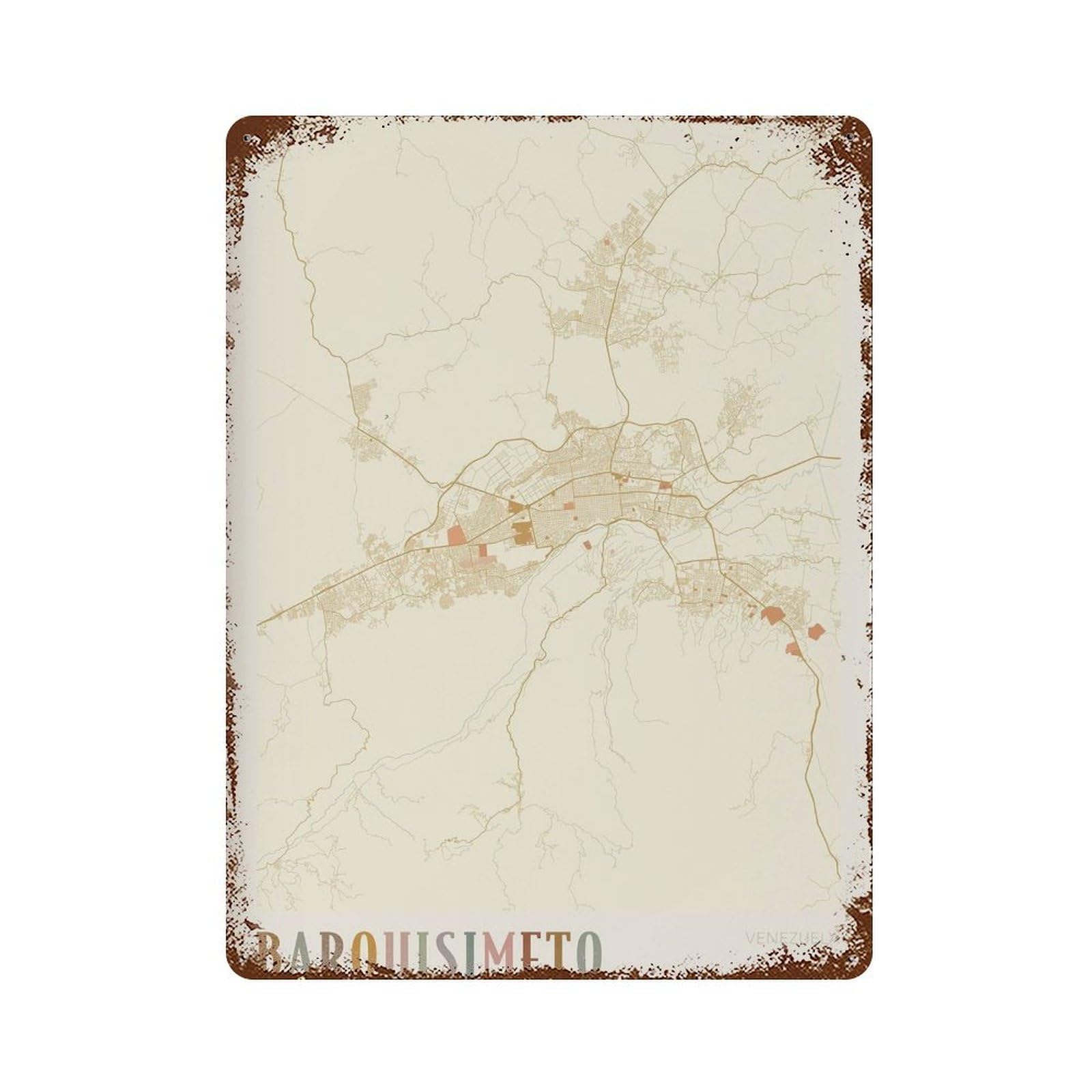 xiaoxiaoshen Barquisimeto Map Venezuela Travel Gift Boho Decor (2) Wall Decor Art Metal Tin Poster Modern Home Decor Art Home Bar Shop Decorations Vintage Sign 40x30cm
