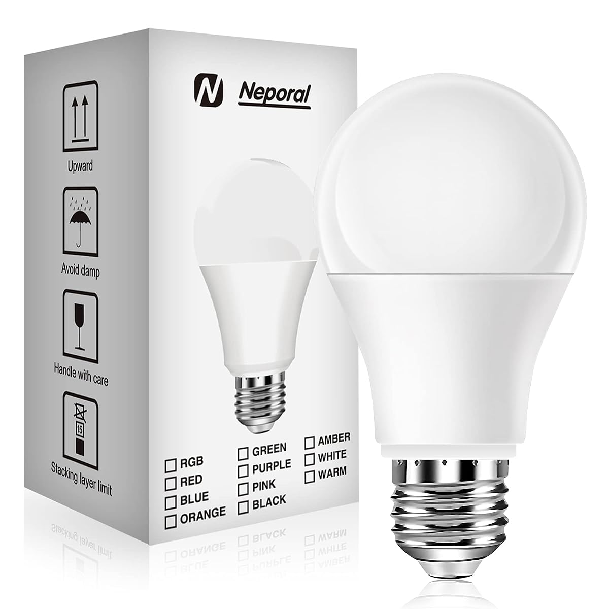 Neporal Full Spectrum LED Light Bulb 9W (60W Equivalent) - 6000K Natural Light,