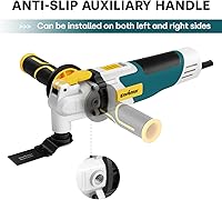 Vista 5 de Enventor Sierra multiherramienta, sierra oscilante eléctrica con 43 accesorios, mango auxiliar, máximo 22,000 OPM, 6 velocidades variables, ángulo