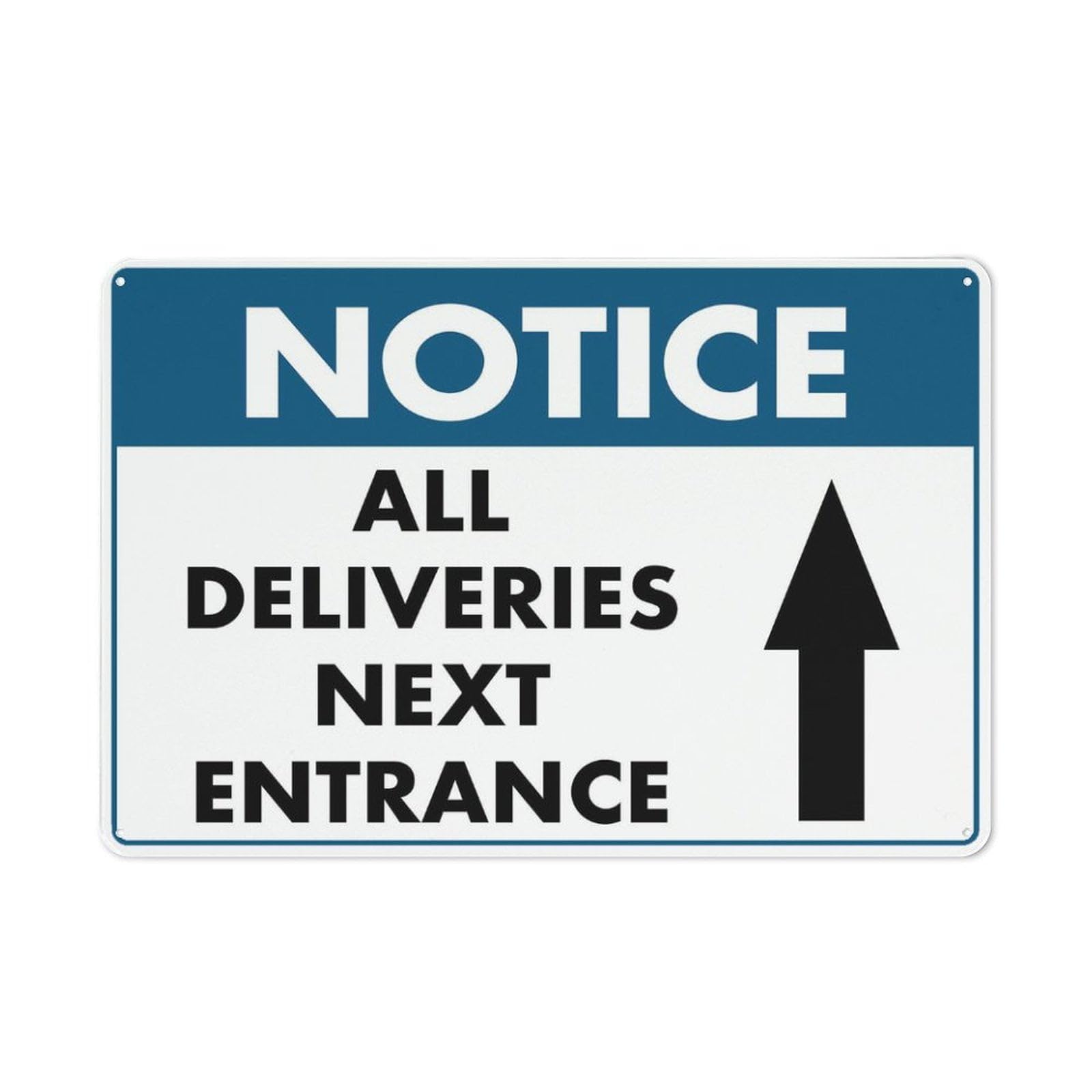 Peiyeety A03 Notice All Deliveries Next Entrance - Arrow Straight Sign Outdoor Metal Sign - 12X16 Inches Metal Signs For Business, Workplace, Office, Home, Delivery Signs, Road Signs, Garden Signs