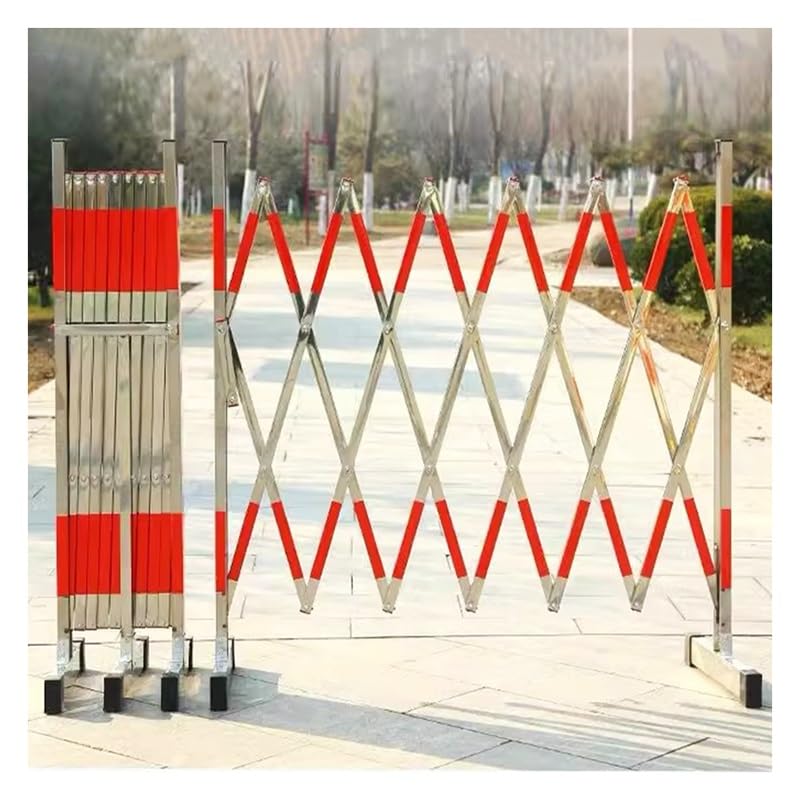 PFCDZDU Expandable Garage Fence, Mobile Folding Safety Barrier Gate with Casters, Portable Flexible Driveway Traffic Fence for Parking Road(Silver,4.9x16.4ft/1.5x5m)