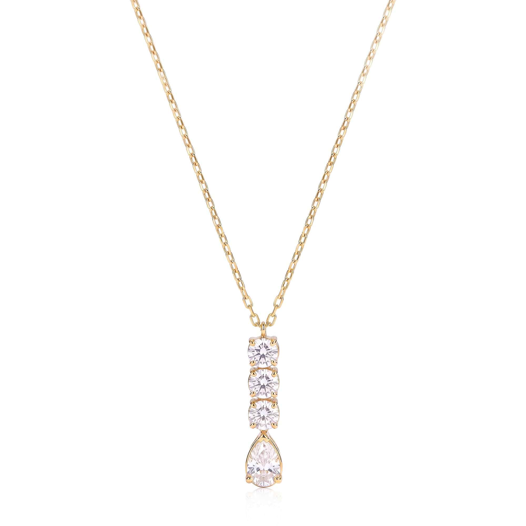 18K Gold Plated Teardrop Pendant Necklace for Women Dainty Cubic Zirconia Drop Necklace, Lightweight Tear Drop Jewelry Suitable for Wedding, Bridal & Everyday