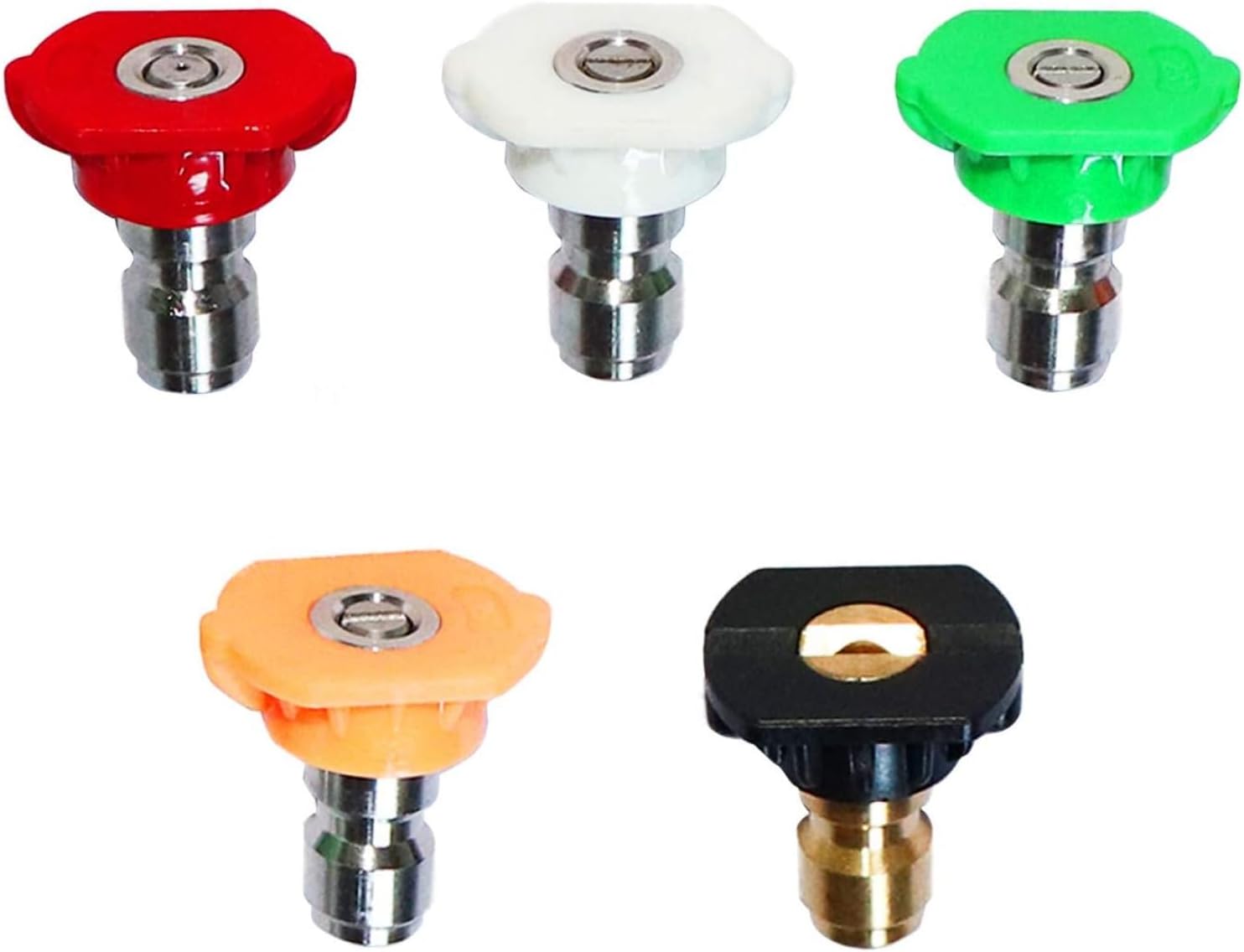 EDOU DIRECT Pressure Washer Spray Nozzle Tips 5-Pack Multiple Degrees (0°/15°/25°/40°/Soap) | 1/4" Quick Connect | 5,000 PSI Max Working Pressure | 3.0 GPM Max Flow