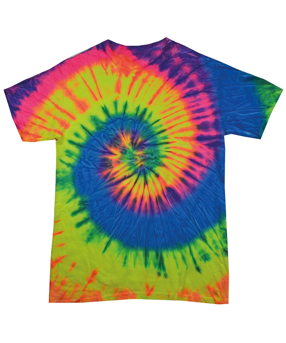 COOZO Unisex Tie-Dye T-Shirt - Neon Rainbow - L