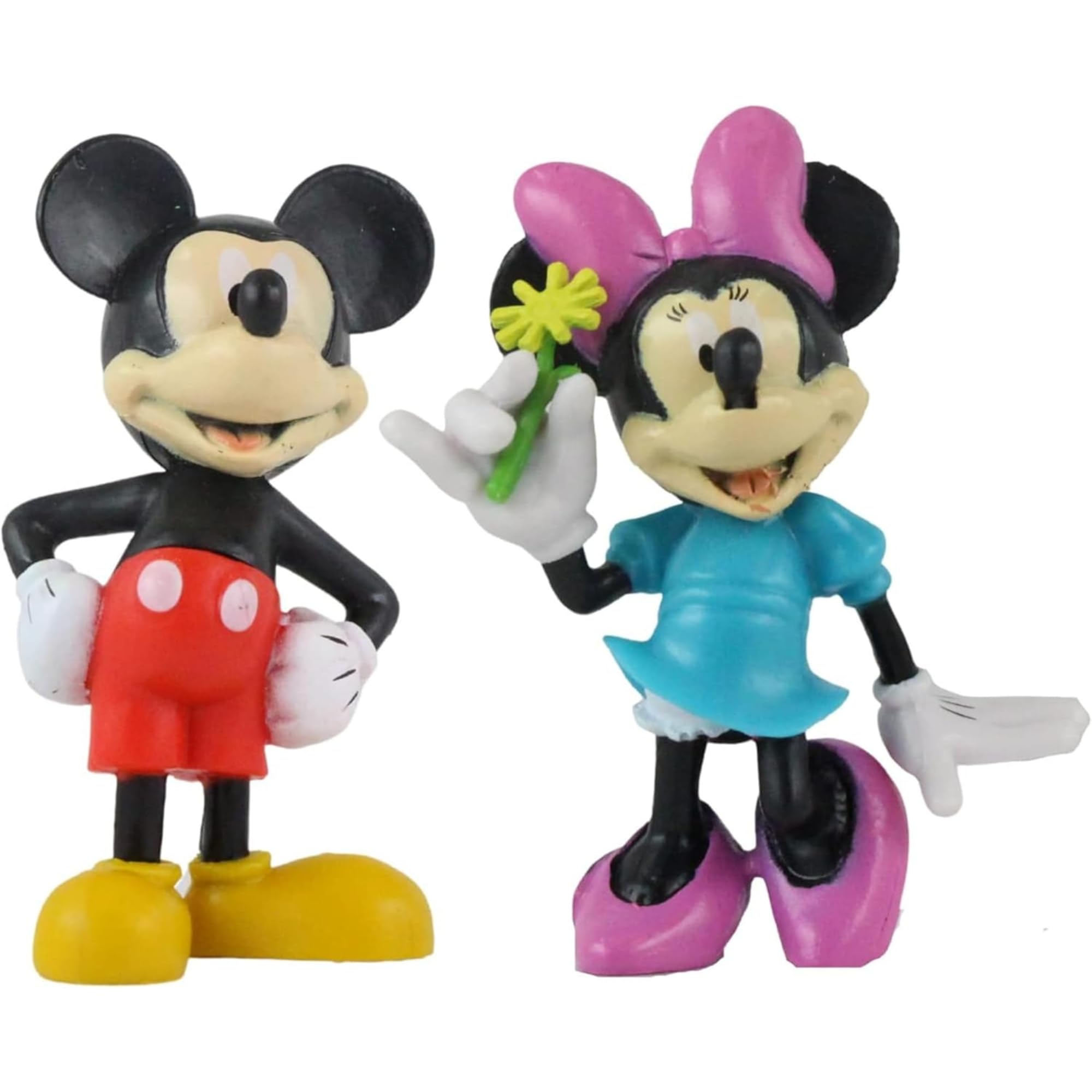 Mickey Mouse and Friends 3D Figures - Highly Detailed 6-10cm Collectible Miniature Figures Perfect for Cake Toppers - (Mickey & Minnie)